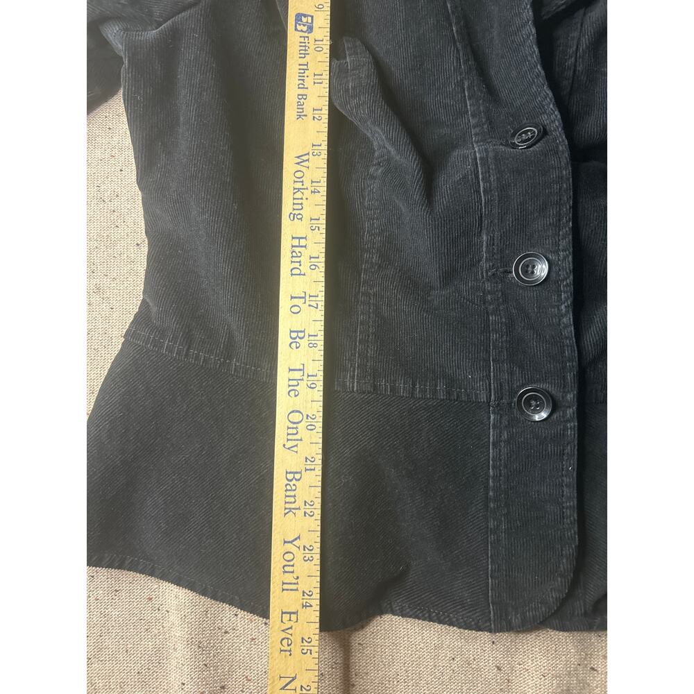 St Johns Bay Black Corduroy Stretch Fitted Blazer Gingham Trim XL Women's - Picture 4 of 9
